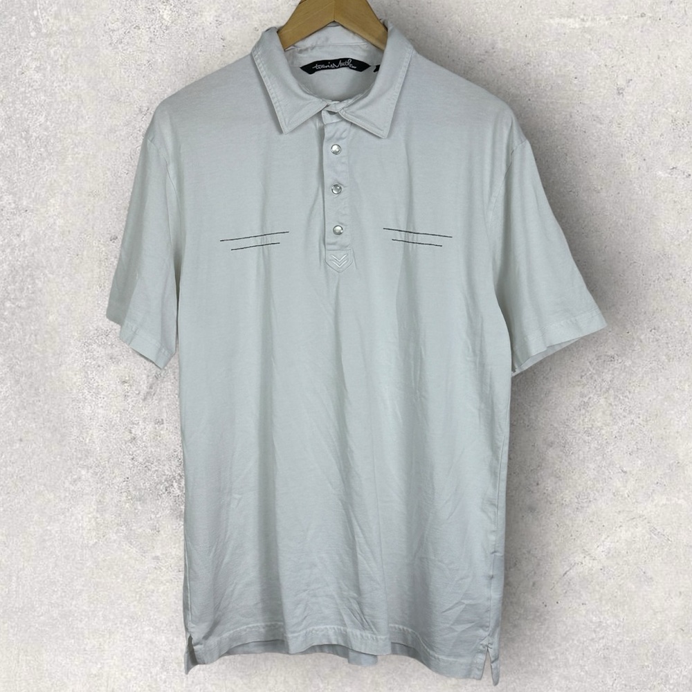 Travis Matthew Polo‎ Mens Size Large White Golf Shirt Short Sleeves Collared Tee